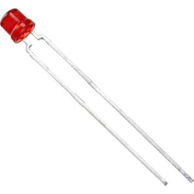 Egy piros LED-dióda két fémlábon, amelyet elektronikai alkatrészként jelzések megjelenítésére vagy világításra használnak.