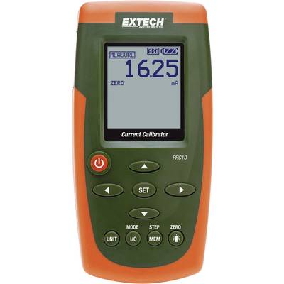 Elektronikus kalibráló műszer kijelzővel, amely '16,25 mA' értéket mutat. Kezelőgombok alatta. 'EXTECH' felirattal ellátva.