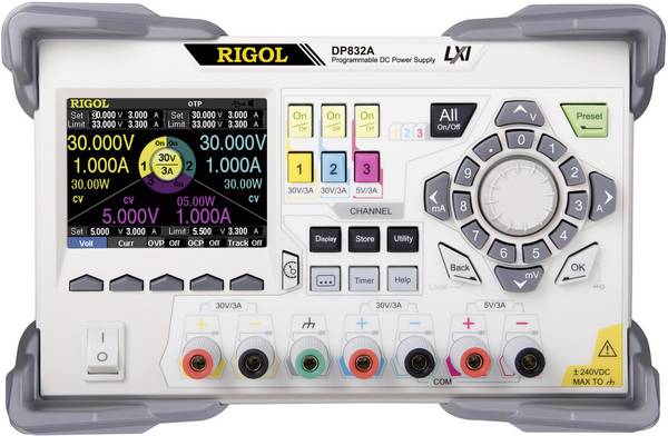 Szabályozható labortápegység 0-30 V 0-3 A 195 W, 3x kimenet, Rigol DP832A