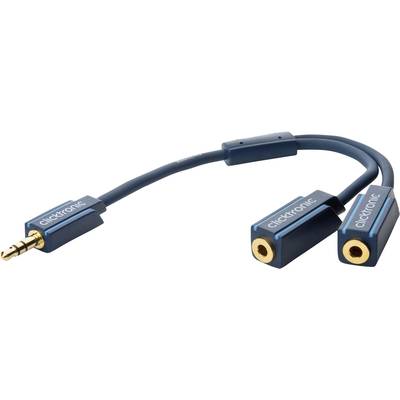 Jack Audio Y adapter [1x Jackdugó 3.5 mm - 2x Jackalj 3.5 mm] kék clicktronic