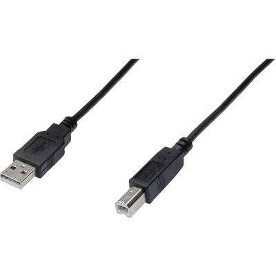 USB 2.0 csatlakozókábel [1x USB 2.0 dugó A   1x USB 2.0 dugó B] 3 m fekete UL minősített Digitus