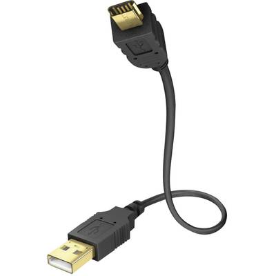 USB 2.0 csatlakozókábel [1x USB 2.0 dugó A - 1x USB 2.0 mini B dugó] 3 m Fekete Inakustik 01070023