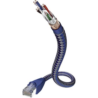 RJ45-ös patch kábel, hálózati LAN kábel CAT 6 S/FTP [1x RJ45 dugó - 1x RJ45 dugó] 8m kék, ezüst színű Inakustik 1180601