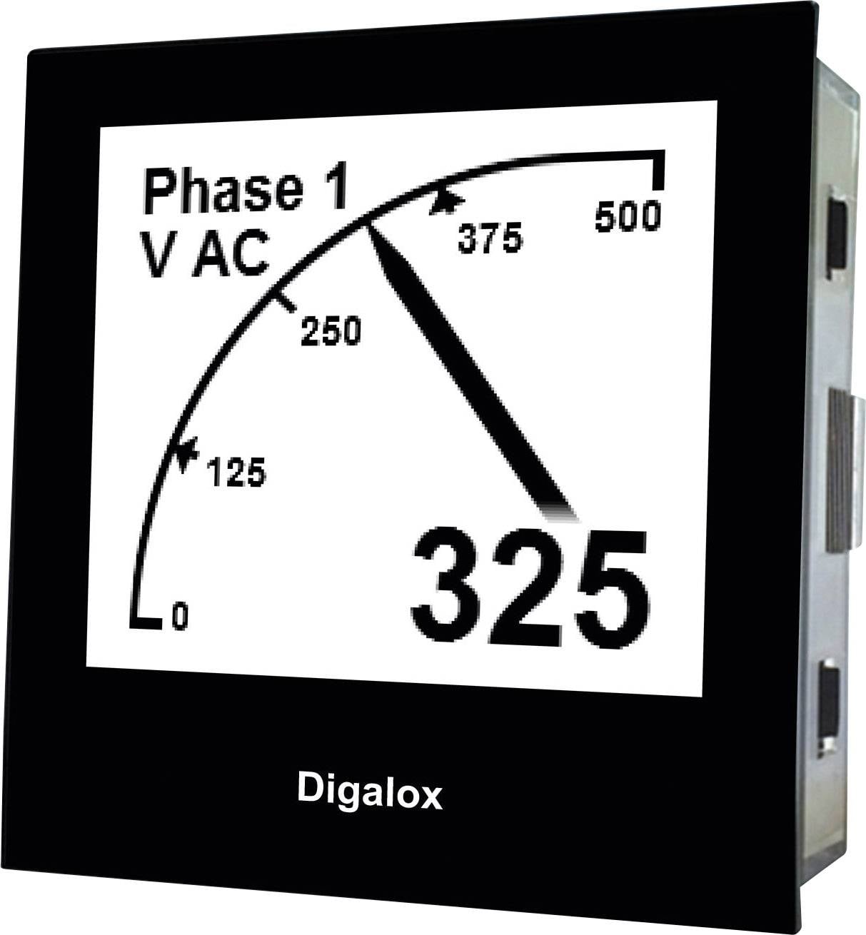 Grafikus DIN mérőműszer feszültség és áramerősség méréshez, USB csatlakozó, TDE Instruments Digalox DPM72-AVP