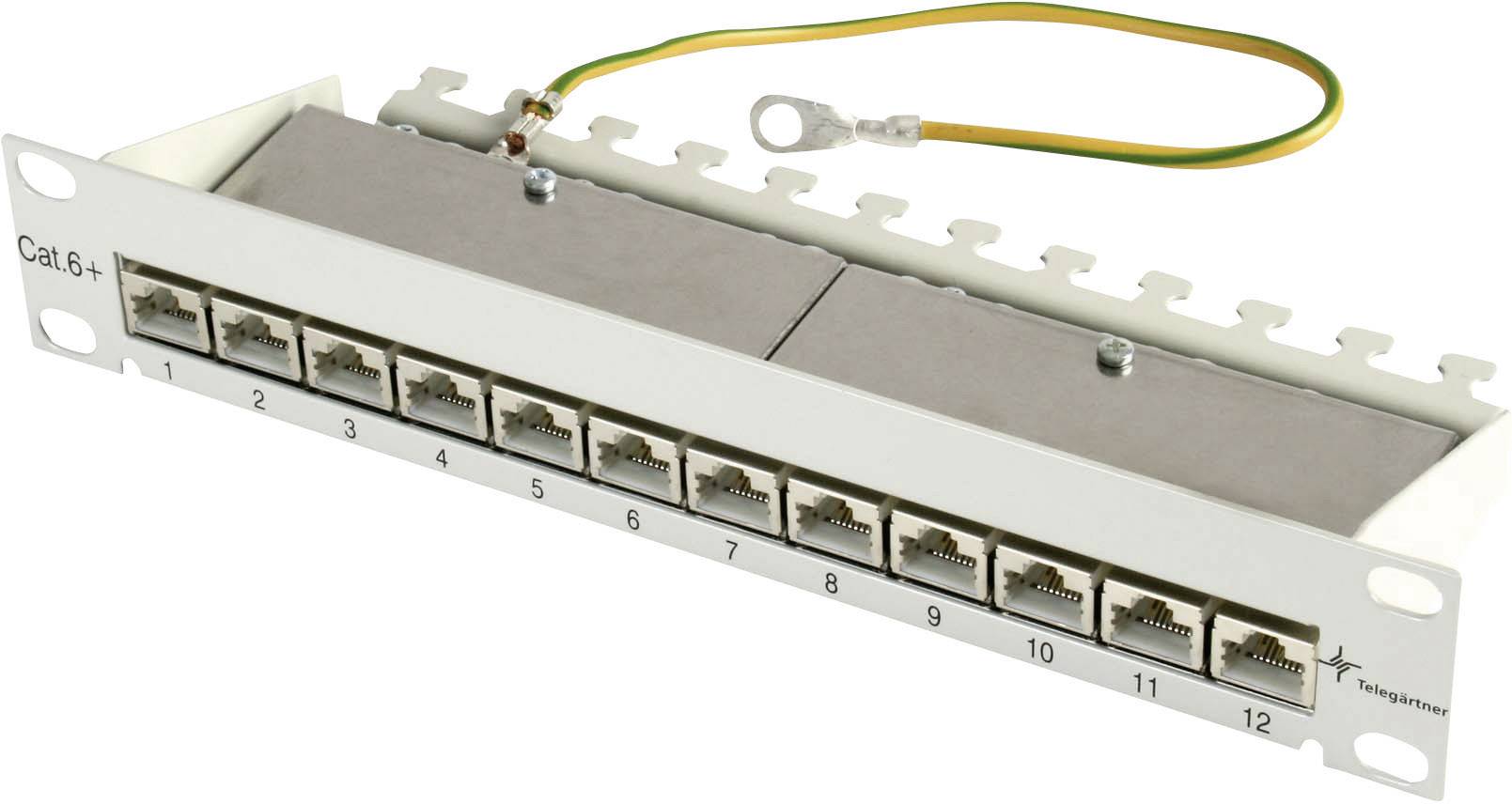 Telegärtner 100007002 12 port Hálózati patchpanel 254 mm (10") CAT 6A 1 ME Szürke