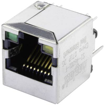 MagJack 10/100Base-TX 4 beépíthető csatlakozó aljzat, 8P8C, függőleges, BEL Stewart Connectors SI-46001-F