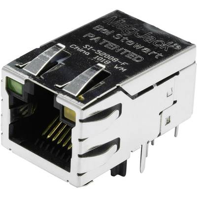 MagJack 10/100Base-TX PoE 4 átvivő LED-ekkel alj, beépíthető vízszintes PoE Pólus: 8P8C SI-52008-F nikkelezett, fém B