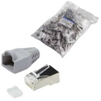 Csatlakozó dugó, RJ45, árnyékolt, CAT 6 Ppirosect Dugó, egyenes Pólusszám: 8P8C MP0021 Szürke LogiLink Tartalom: 100 db