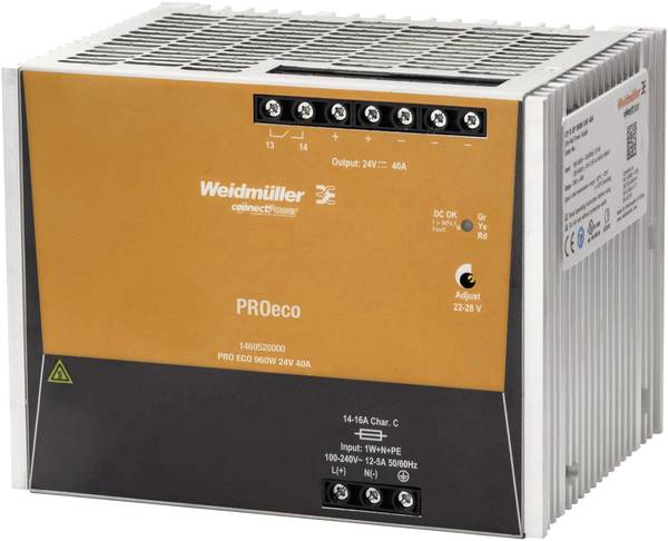 Weidmüller 1469520000 Kalapsínes tápegység  12 V/DC 40 A 960 W Kimenetek száma:1 x  Tartalom, tartalmi egységek rendelésenként 1 db