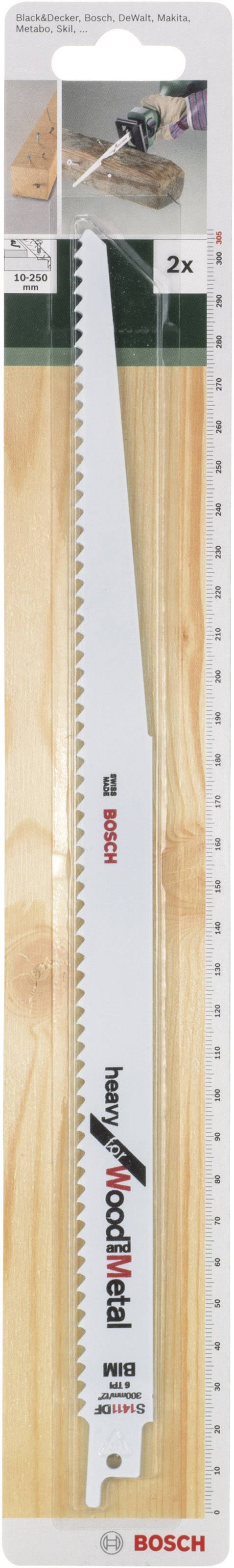 Bosch Accessories 2609256713 Szablyafűrészlap, bimetál, S 1411 DF nehéz fa és fém Fűrészlap hossz 305 mm 2 db