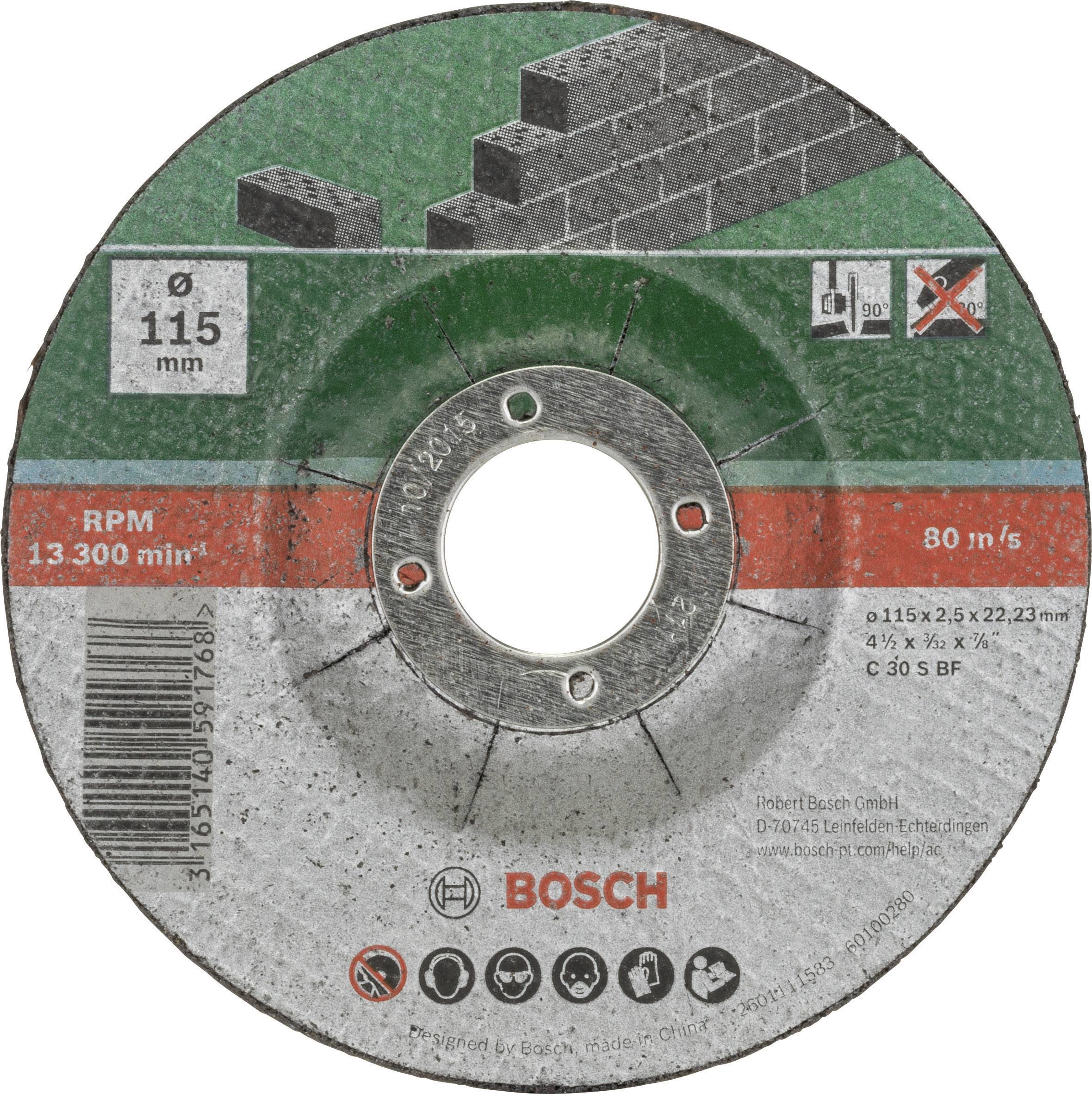 Bosch Accessories C 30 S BF 2609256334 Vágótárcsa, hajlított 115 mm 5 db Kő, Beton