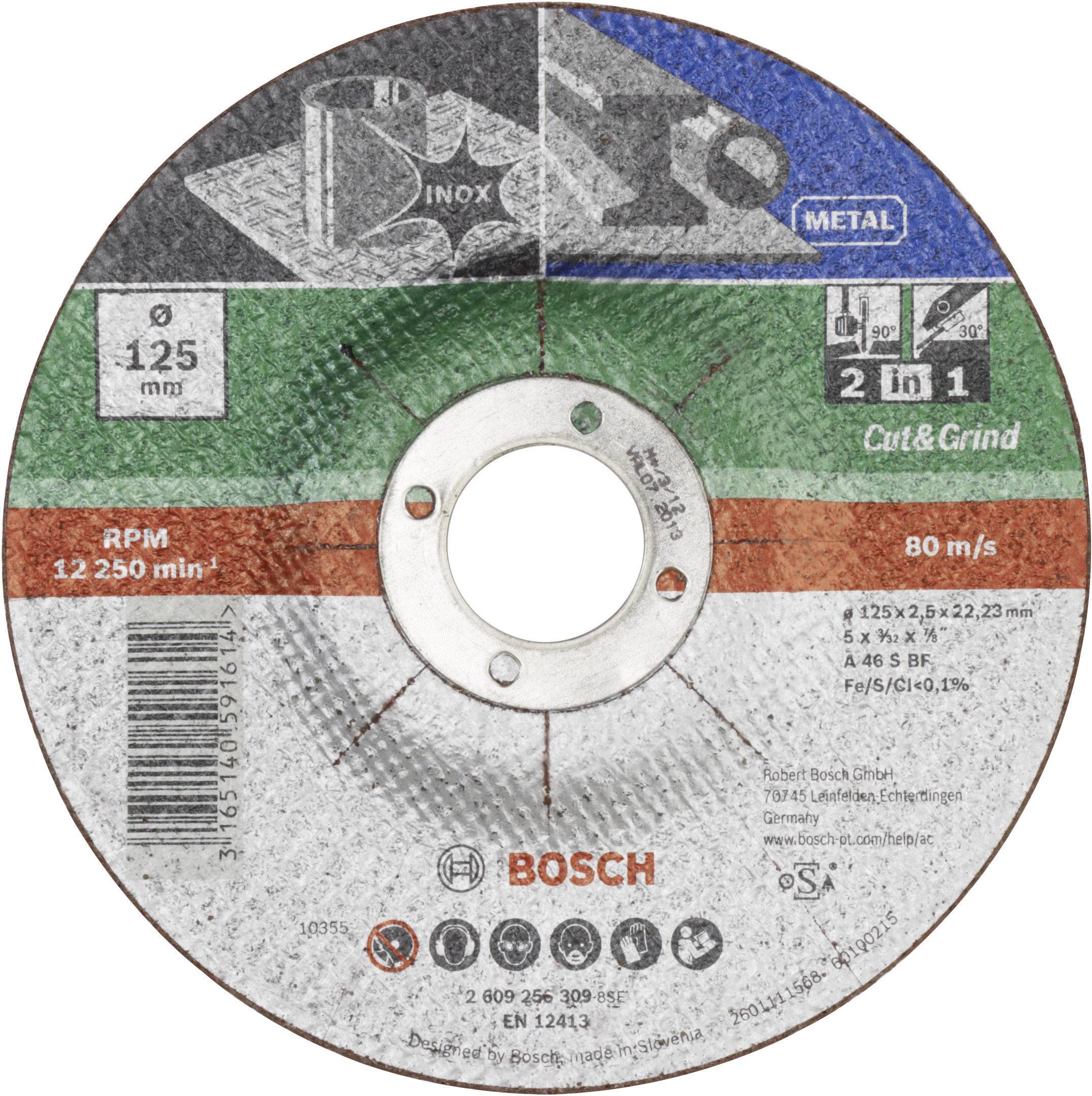 Bosch vágókorong, 125 mm átmérő, fémvágáshoz, maximális fordulatszám 12.250 1/perc, EN 12413.