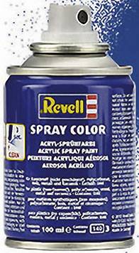 Egy kék díszítésű Revell festékspray, amelynek felirata 'Spray Color', modellezéshez alkalmas. Térfogata 100 ml.