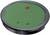 Kerek, zöld-fekete tárgy egy piros ponttal a közepén. A tárgy funkciója vagy célja nem világos.