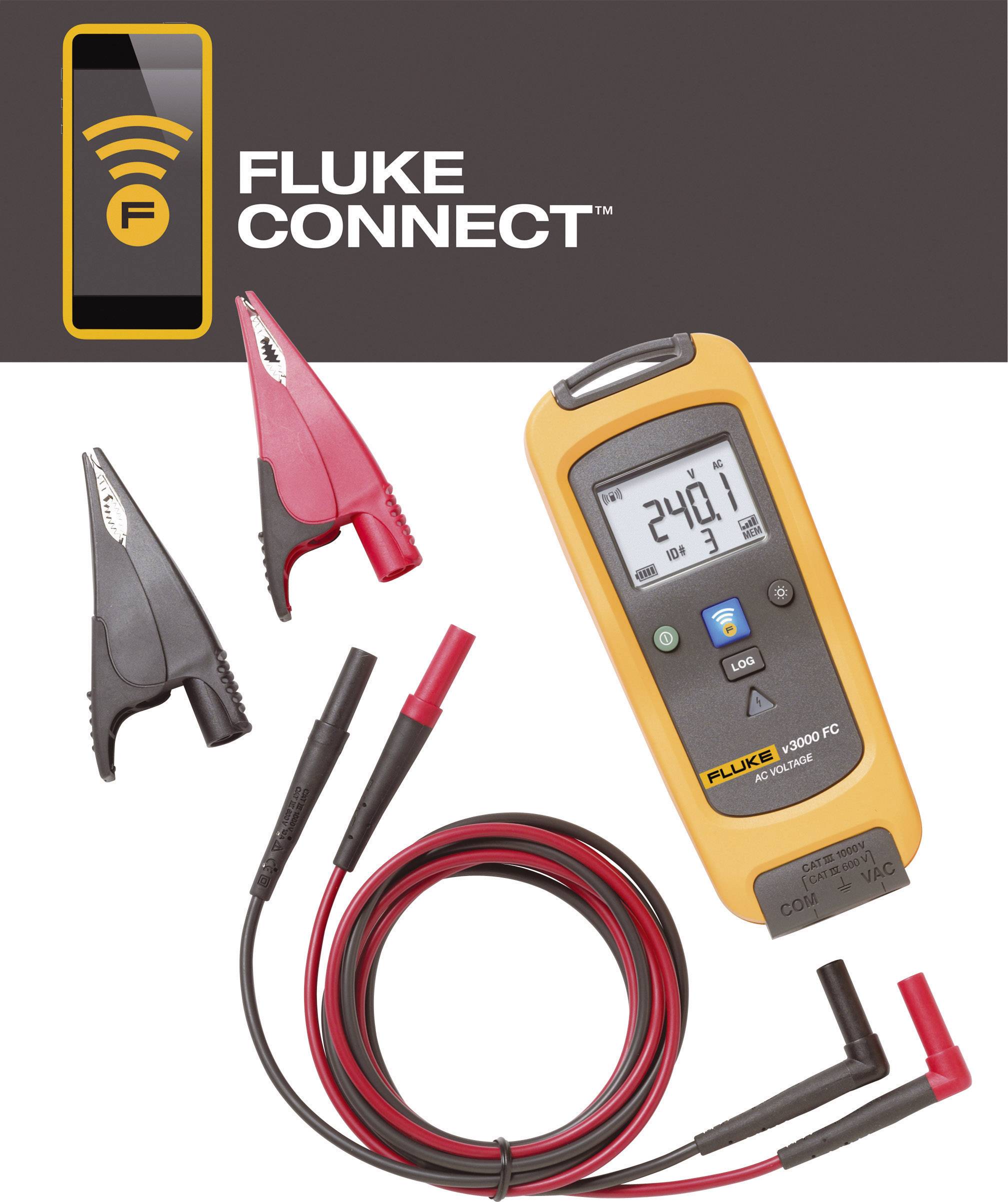 Fluke FLK-V3000 FC Kézi multiméter Kalibráció (ISO) digitális Adatgyűjtő CAT III 1000 V, CAT IV 600 V Kijelző (digitek): 6000