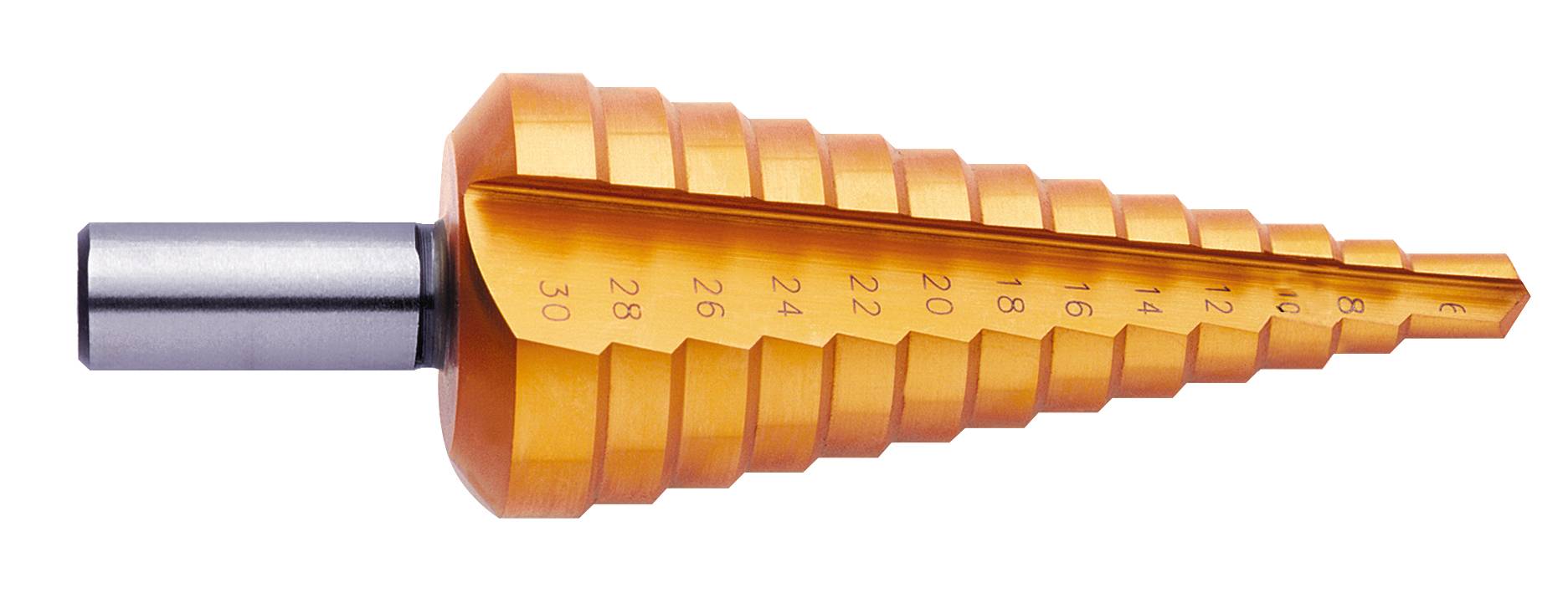 Exact 05354 HSS Fokozatfúró Teljes hossz 120 mm TiN 3 oldalú szár 1 db