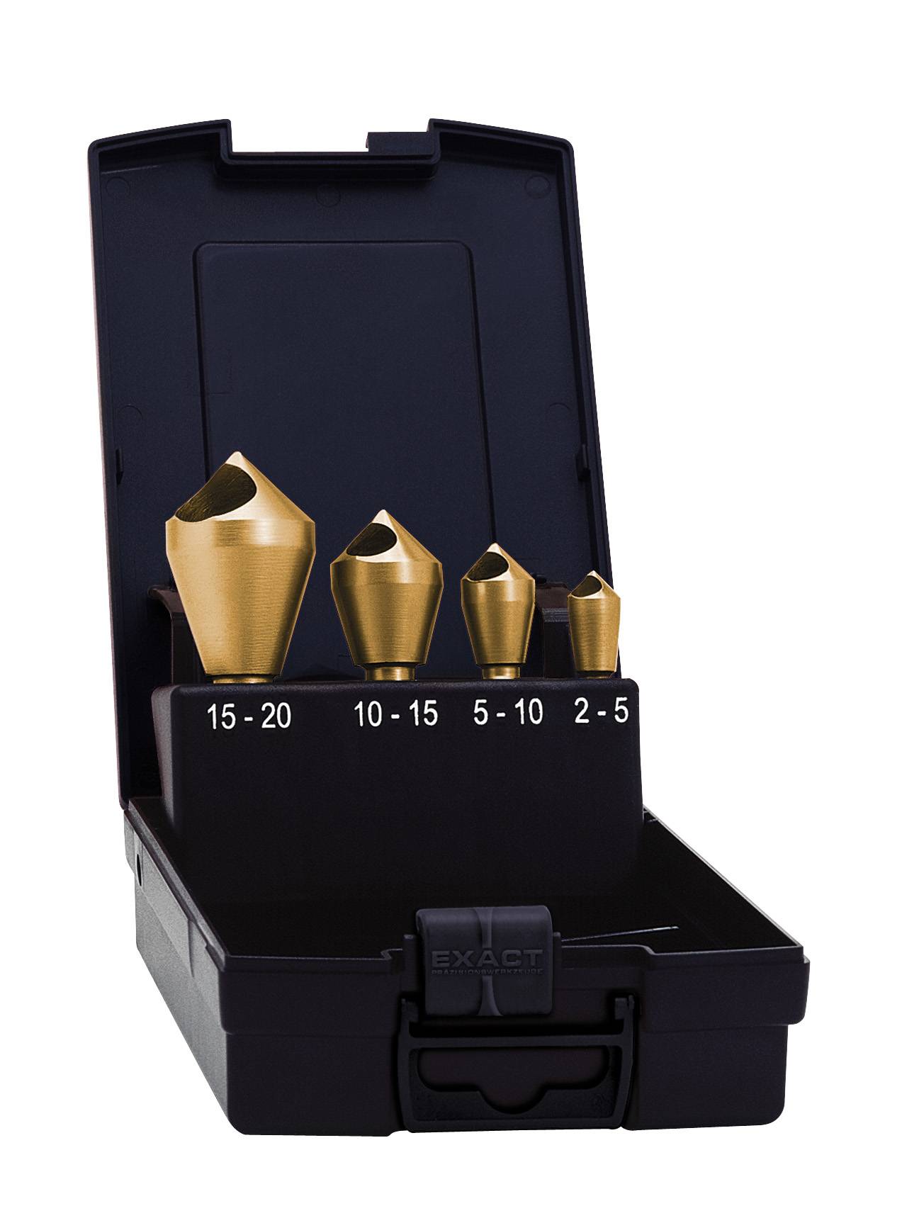 Exact 05446 Keresztlyuk süllyesztő készlet 4 részes 5 mm, 10 mm, 15 mm, 20 mm HSS-E TiN Hengeres befogószár 1 készlet