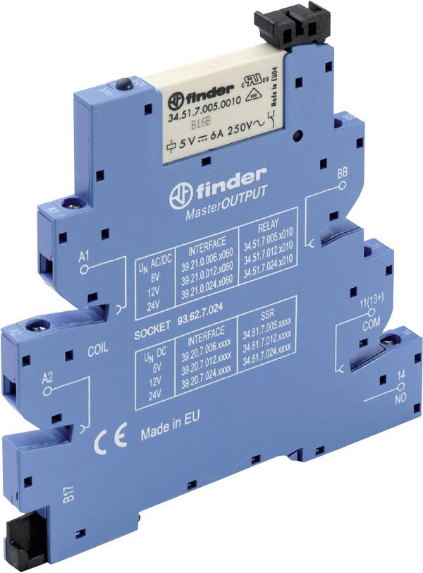 Finder 39.21.0.006.0060 Csatoló relé 6 V/DC, 6 V/AC 6 A 1 záró Tray 1 db
