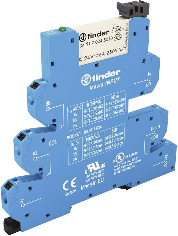 Finder 39.71.0.024.5060 Csatoló relé 24 V/DC, 24 V/AC 6 A 1 váltó 1 db