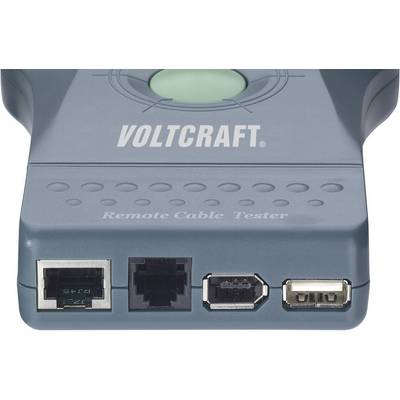 Voltcraft "Távoli Kábelteszter" négy különböző csatlakozóval az elején.