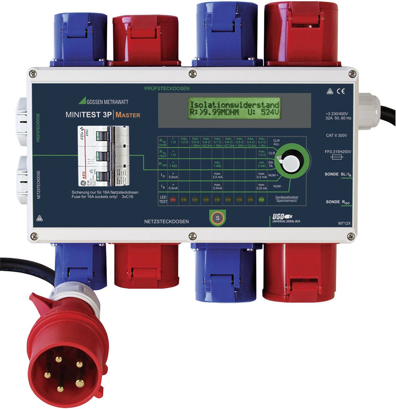 Gossen Metrawatt MINITEST 3P MASTER Készülékteszter VDE szabvány 0701-0702