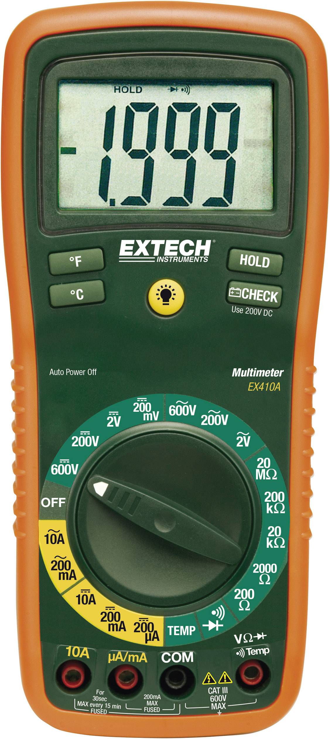 Extech EX410A Kézi multiméter Kalibráció (ISO) digitális CAT III 600 V Kijelző (digitek): 2000
