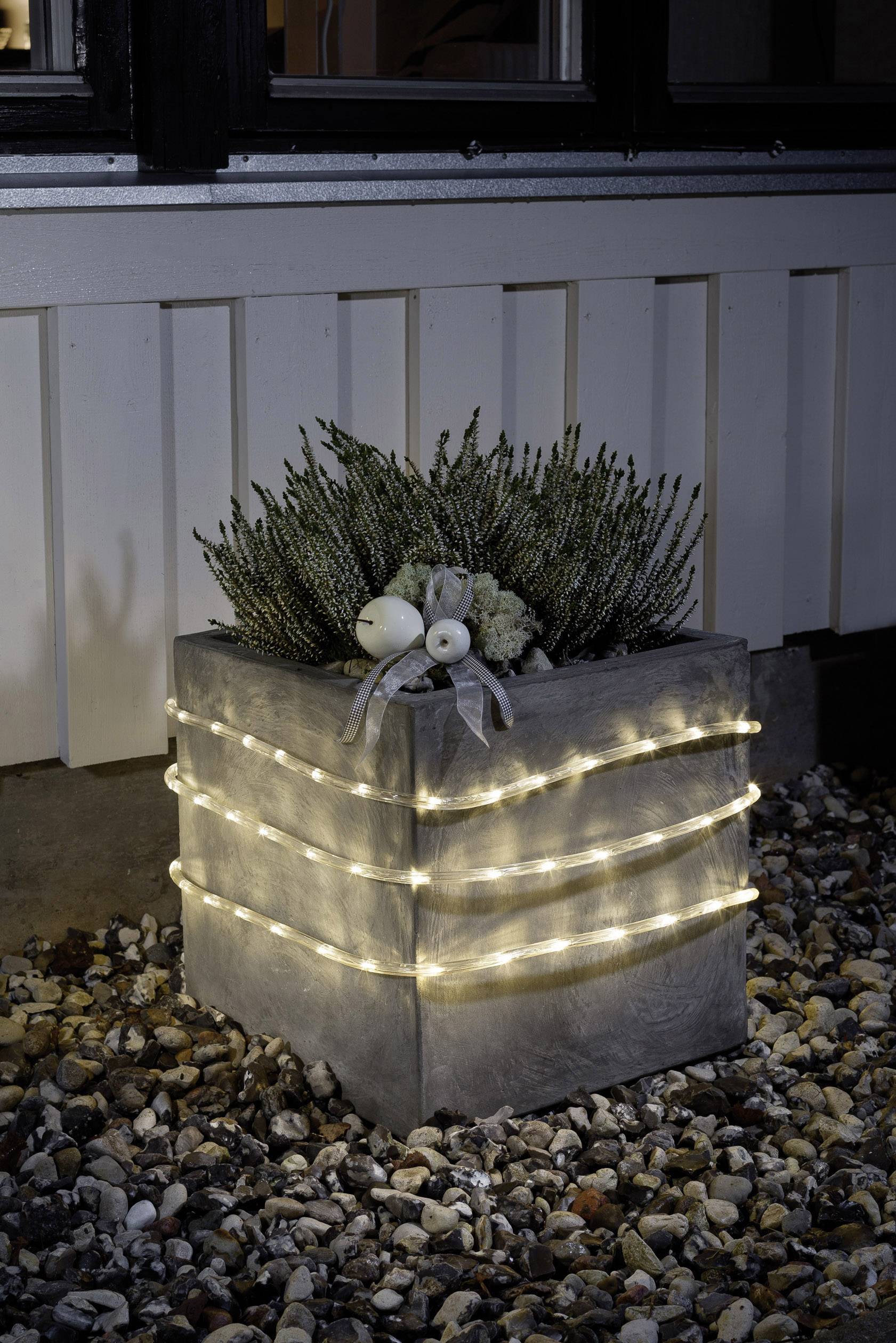 LED-es fénytömlő, fénykábel, fénykígyó, 6,5 m, melegfehér, elemes, Konstsmide 3744-100-1
