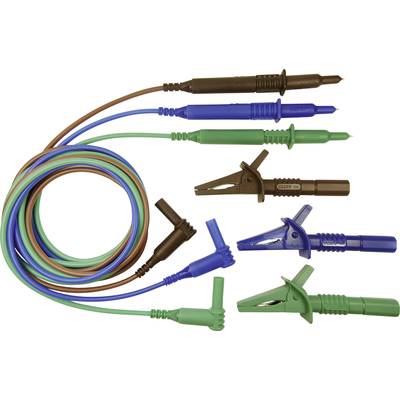 Cliff CIH29915 Biztonsági mérővezeték készlet [Dugó, 4 mm - Vizsgáló hegy] 1.50 m Kék, Zöld, Barna 1 db