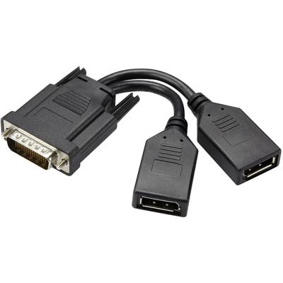 Monitor kábel DMS-59 csatlakozó, 2db DisplayPort aljzat "Y" elosztó kábel 0,18m Renkforce 1229732