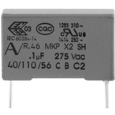 MKP zavarszűrő kondenzátor, radiális 2,2 µF 275 V 20 % 27,5 mm, 32 x 14 x 28 Kemet R46KR422000M1M