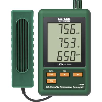 Levegőminőség mérő adatgyűjtő, hőmérséklet, páratartalom és szén-dioxid mérő, Extech SD 800