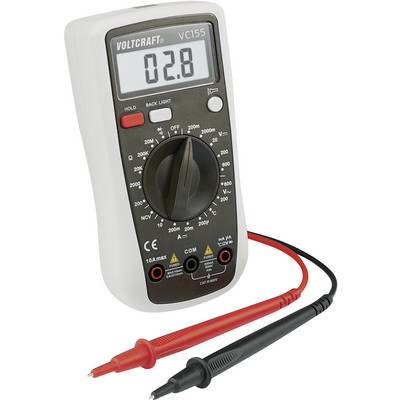 Digitális multiméter, hőmérséklet méréssel, zseblámpa funkció és háttérvilágítással 600V AC/DC 10A/DC Voltcraft VC155-8