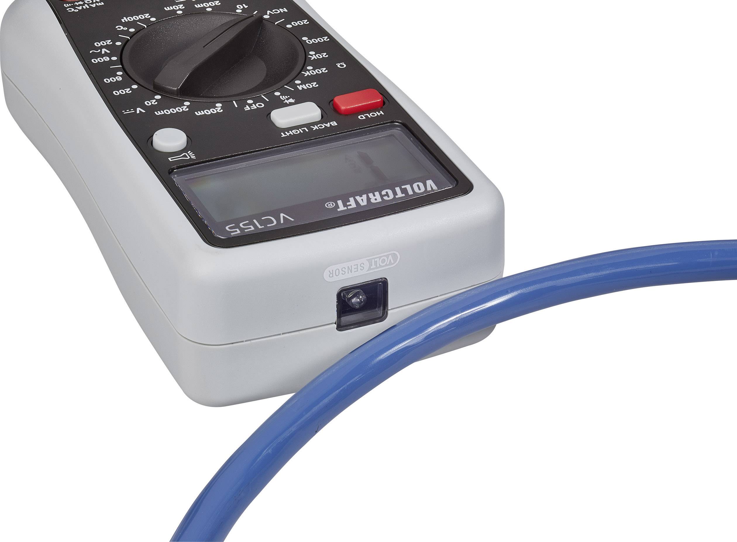 Digitális multiméter, hőmérséklet méréssel, zseblámpa funkció és háttérvilágítással 600V AC/DC 10A/DC Voltcraft VC155-12