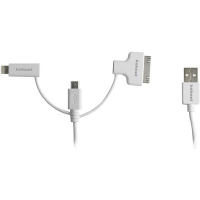 Hähnel Fototechnik USB töltőkábel  USB-A dugó, Apple Lightning dugó, USB mikro B dugó, Apple 30 pólusú dugó 1.50 m Fehér