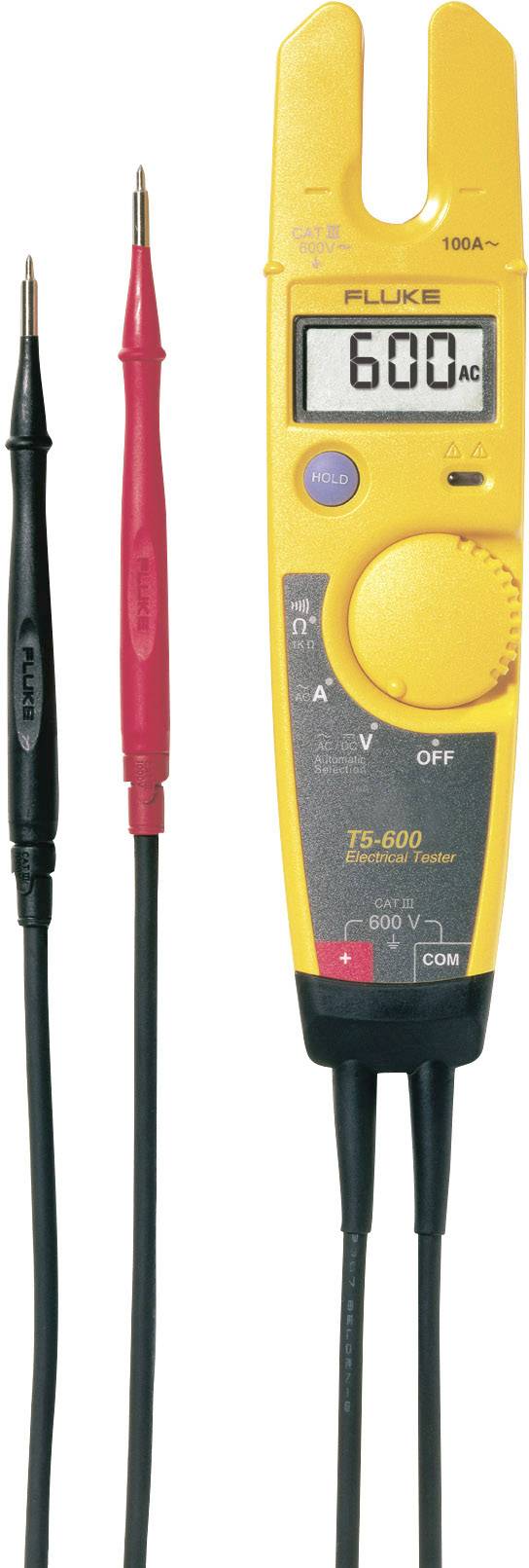 Fluke T5-600 Kétpólusú feszültségvizsgáló 1 V ‑ 600 V/AC/DC DAkkS kalibrált