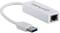 USB-Ethernet-átalakító márkalogóval. Átalakítja az USB-jeleket Ethernet-jellé, hogy hálózathoz lehessen csatlakoztatni azokat a készülékeket, amelyeknek nincs Ethernet-portjuk.