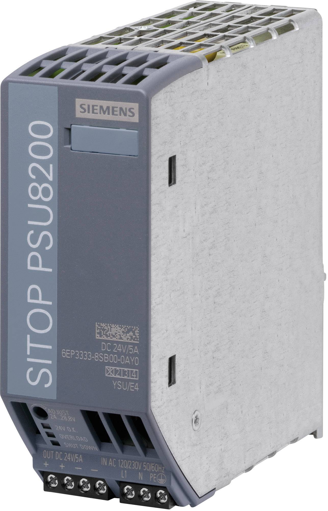 Siemens 6EP33338SB000AY0 Kalapsínes tápegység 24 V/DC 5 A 120 W Kimenetek száma:1 x Tartalom, tartalmi egységek rendelésenként 1 db