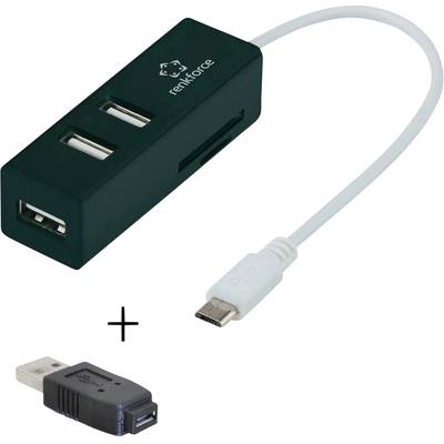 OTG USB Hub, 3 portos, SD kártyaolvasóval, Micro USB B - USB A átalakítóval Renkforce 1276979
