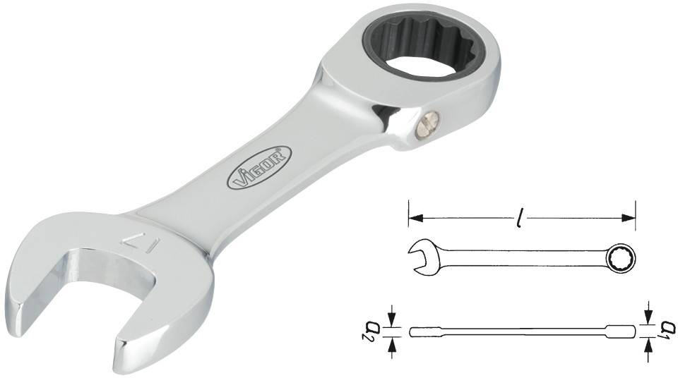 Vigor V2827 Racsnis gyűrűs csavarkulcs Kulcsszélesség (metrikus) 13 mm