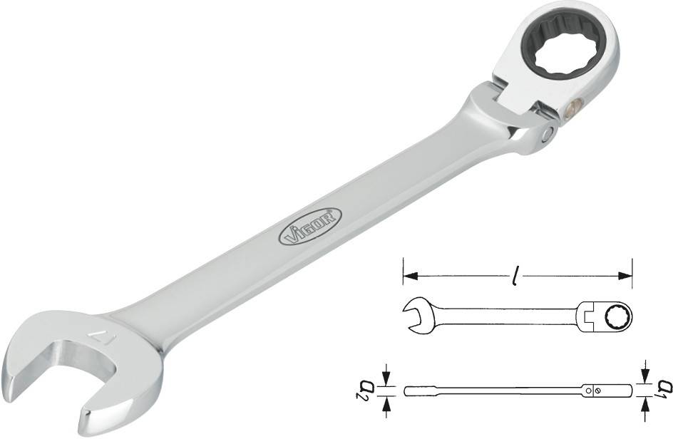 Racsnis csillag-villáskulcs, változtatható forgásirányú 18 mm Vigor V2814