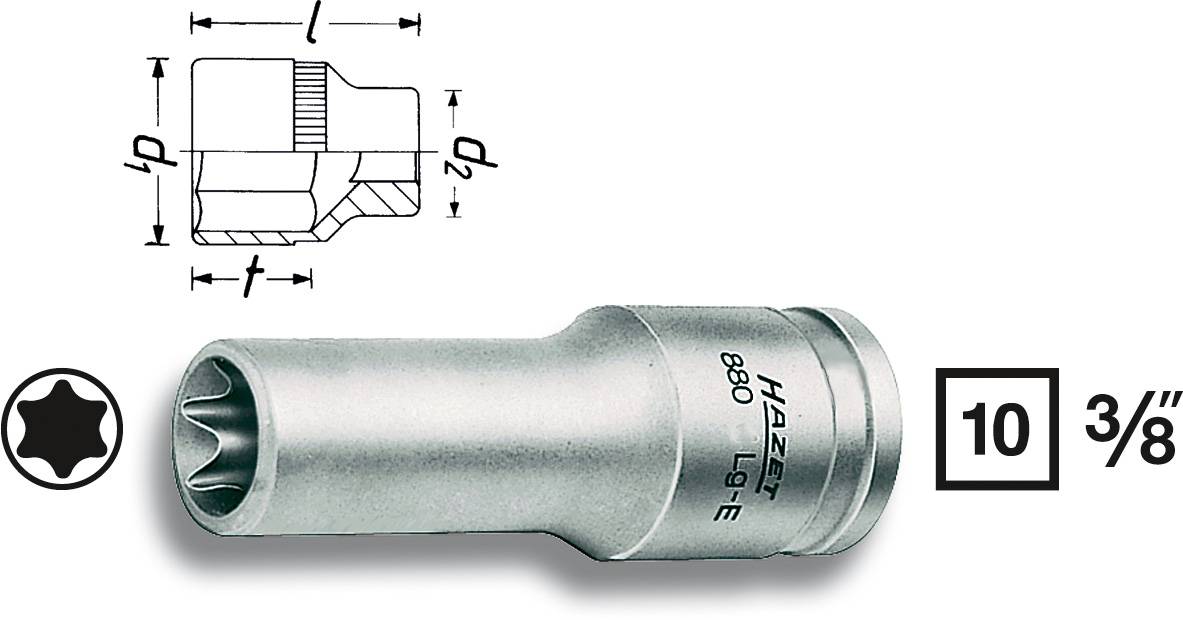 Hazet 880LG-E12 Külső TORX Dugókulcs betét T 12 3/8 (10 mm)