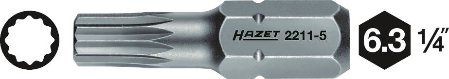 Hazet 2211-5 Négyfogú bit M5 Különleges acél C 6.3 1 db