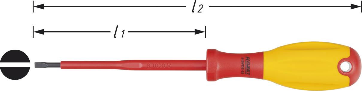 Hazet 810VDE-35 VDE Egyenes pengéjű csavarhúzó Pengeszélesség: 3.5 mm Penge hossz: 100 mm