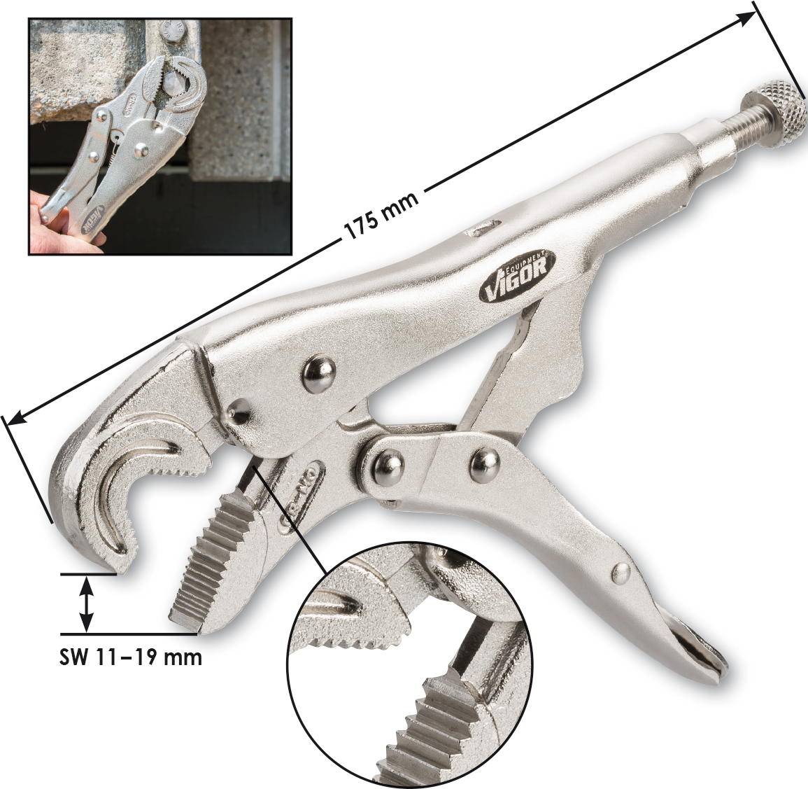 Vigor V3738 Markoló fogó Egyenes, prizma mélyedéssel 175 mm