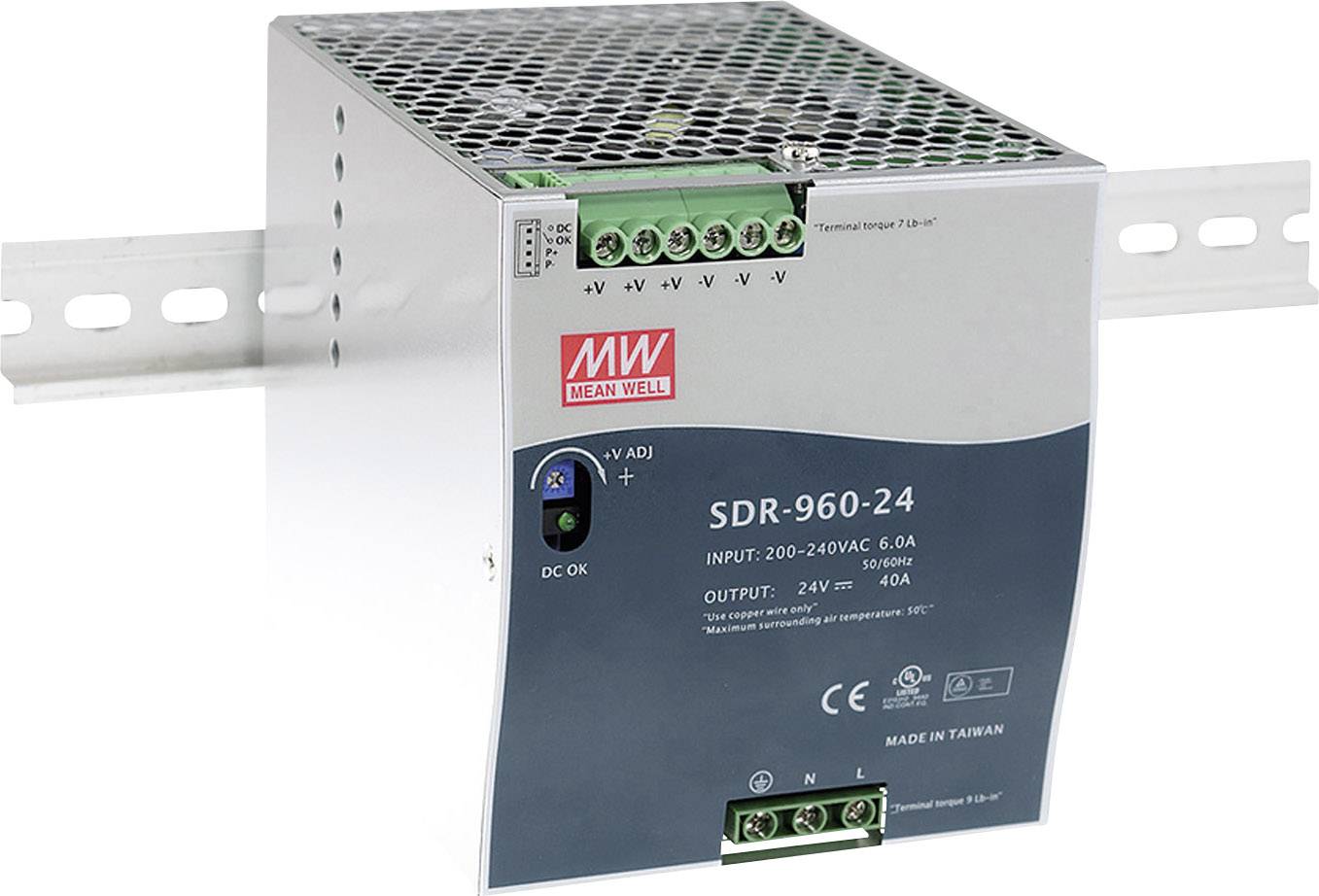 Kapcsolóüzemű kalapsín tápegység 1x 48 V/DC 20 A 960 W, Mean Well SDR-960-48