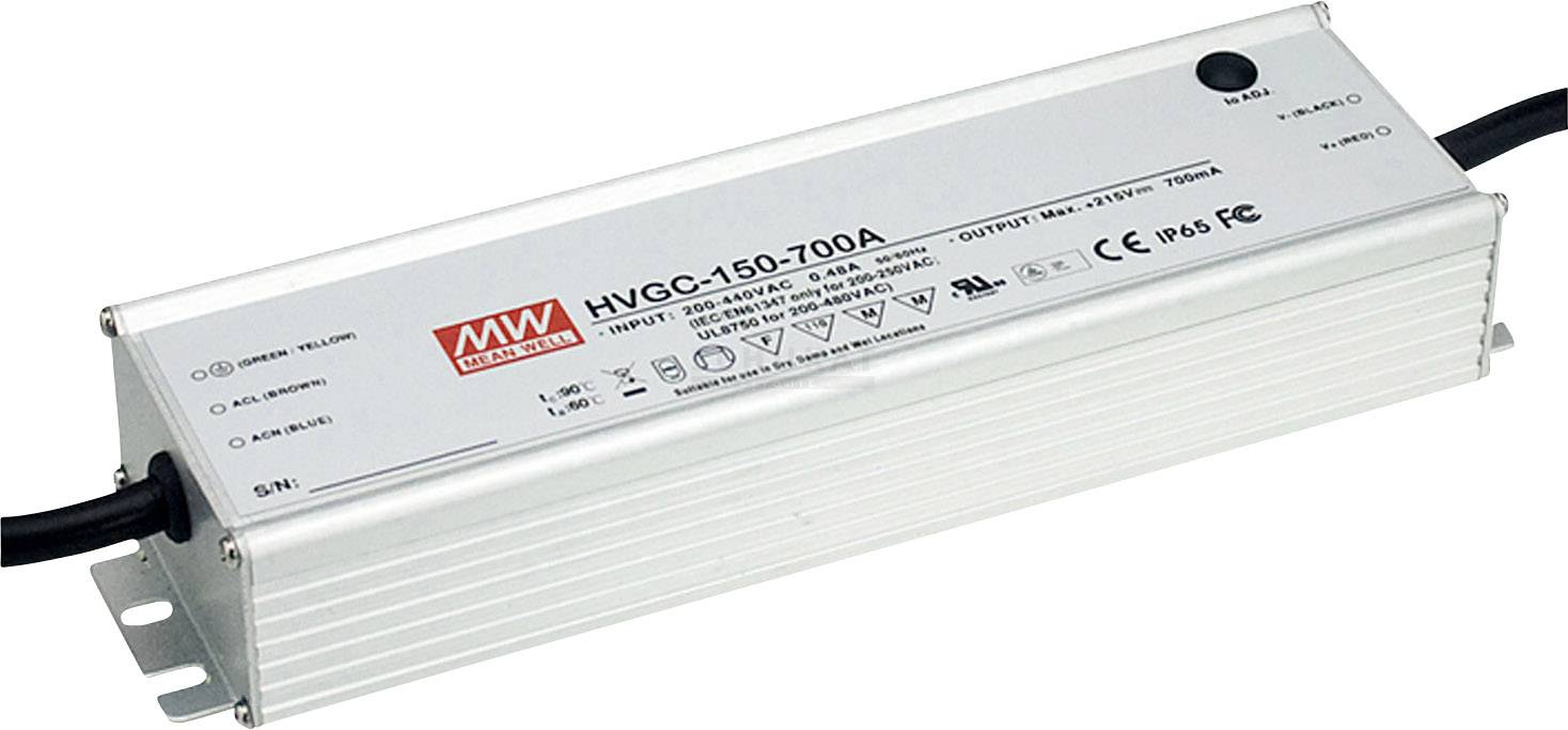 MEAN WELL HVGC-150-350A LED meghajtó Állandó áramú 149.8 W 0.35 A 42 - 428 V/DC Dimmelhető, PFC-áramkör, Túlterhelés elleni védelem, Bútorhoz alkalmas 1 db