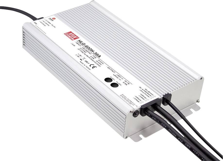 MEAN WELL HLG-600H-20A LED meghajtó, LED transzformátor Állandó feszültségű, Állandó áramú 560 W 28 A 20 V/DC PFC-áramkör, Túlterhelés elleni védelem,