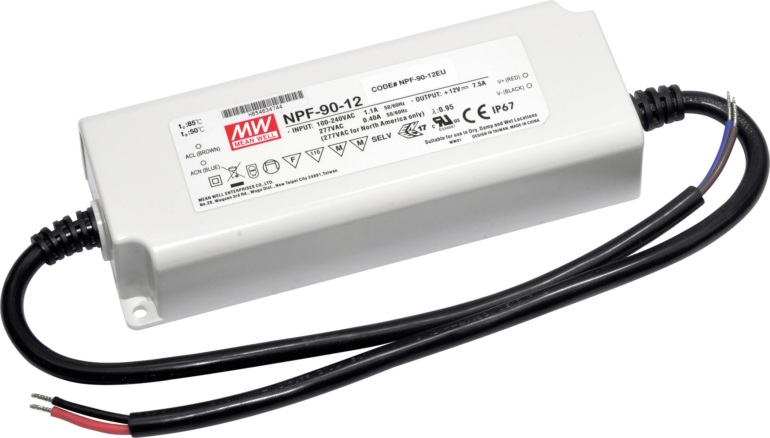MEAN WELL NPF-90D-36 LED meghajtó, LED transzformátor Állandó feszültségű, Állandó áramú 90 W 2.5 A 21.6 - 36 V/DC Dimmelhető, PFC-áramkör, Túlterhelés elleni