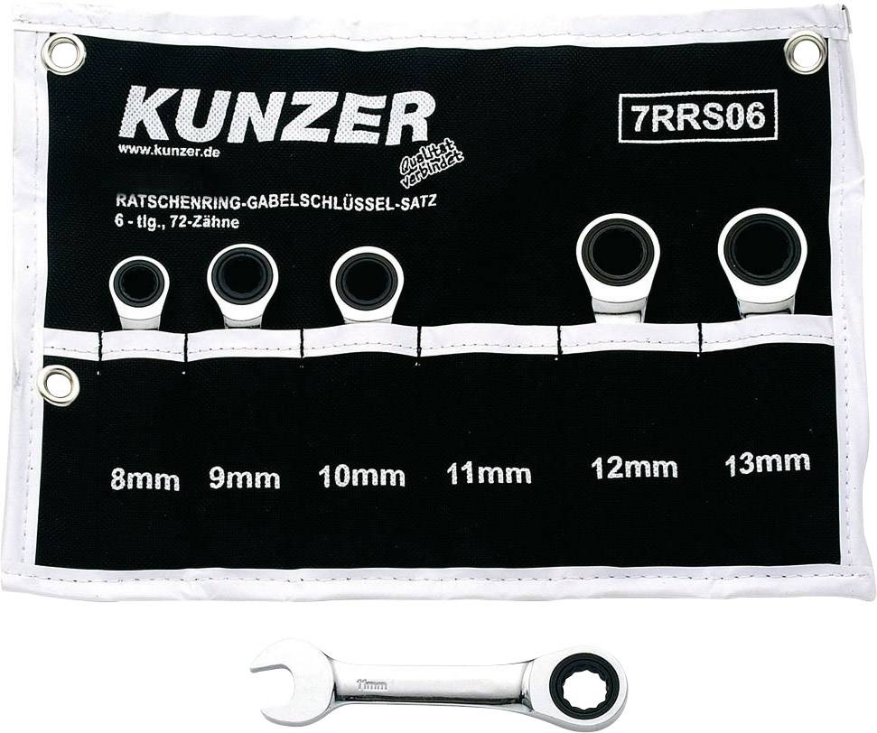 Kunzer 7RRS06 Racsnis gyűrűs csavarkulcs készlet 6 részes Kulcsszélesség (metrikus) 8 - 13 mm