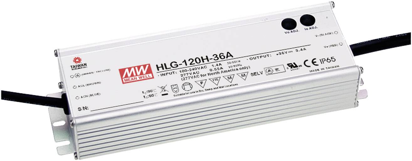 MEAN WELL HLG-120H-C1400A LED meghajtó, LED transzformátor Állandó áramú 151 W 1.4 A 54 - 108 V/DC PFC-áramkör, Túlterhelés elleni védelem, Beállítható 1 db